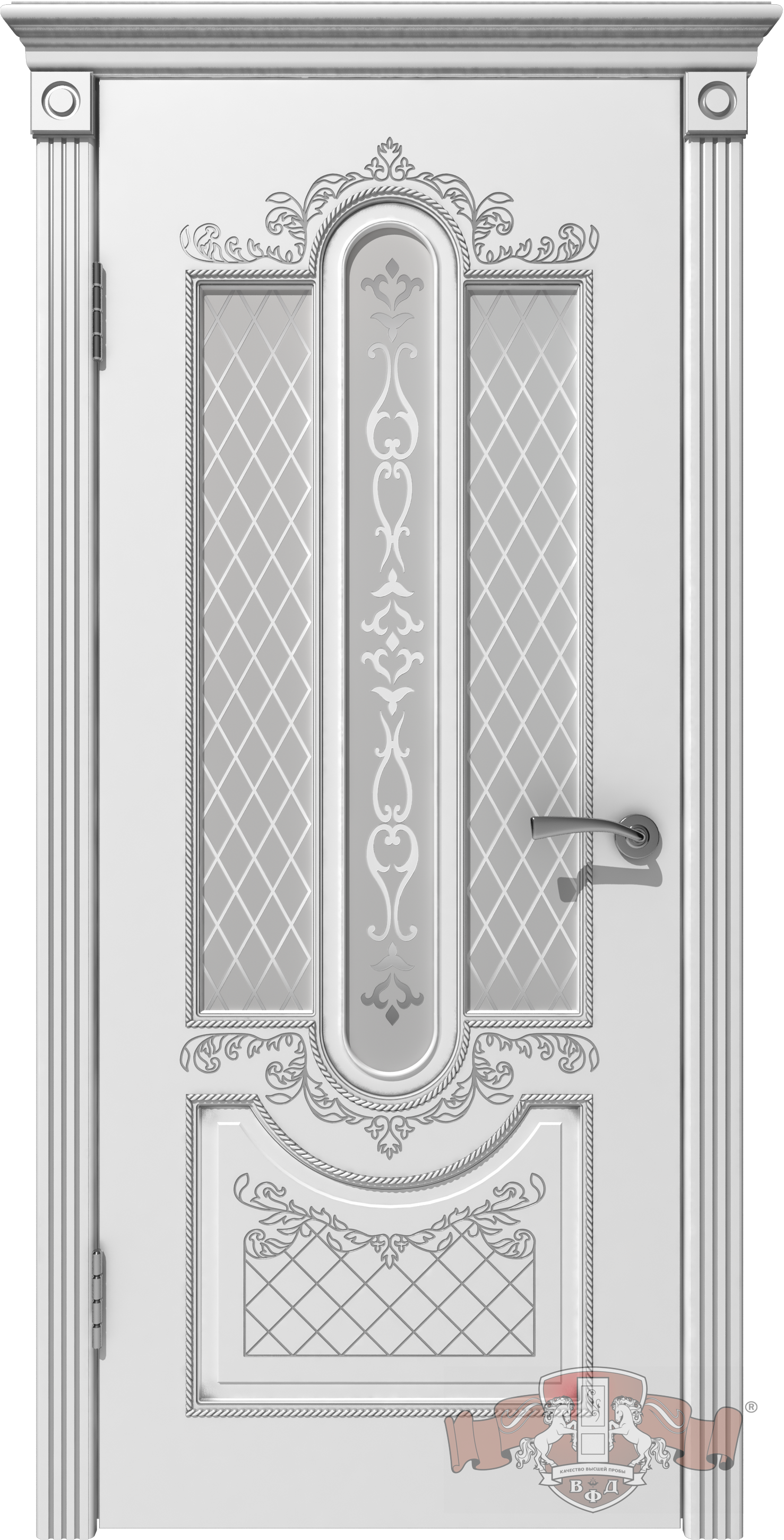 Александрия стекло белое (Эмаль белая патина серебро,2000*800)