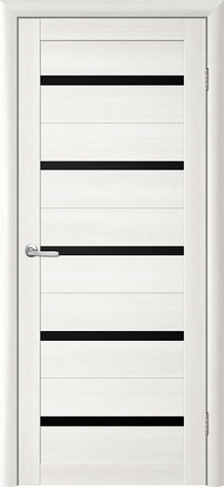 Межкомнатная дверь со стеклом Тренд Т-2 Белая лиственница Eco Tex Стекло черное (ALBERO)