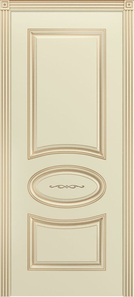 Глухая межкомнатная дверь Ария В1 Слоновая кость с патиной Золото Эмаль (Шейл Дорс)
