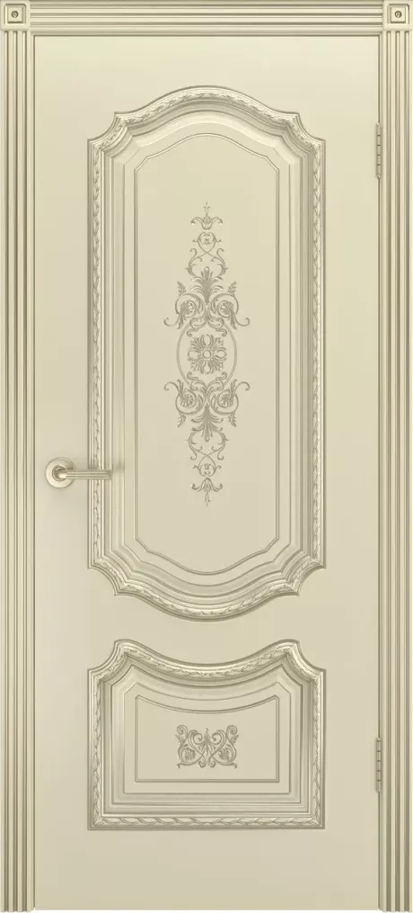 Глухая межкомнатная дверь Соло R В3 Слоновая кость с патиной Белое золото Эмаль (Шейл Дорс)