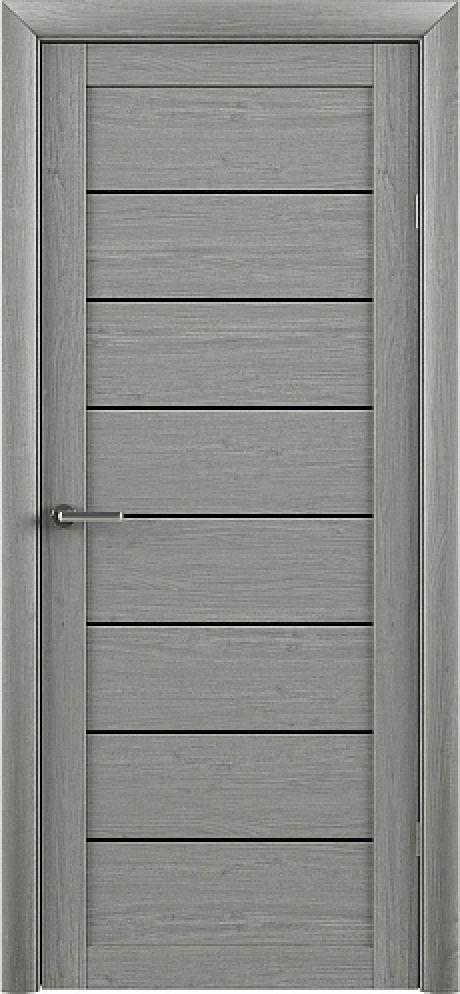 Межкомнатная дверь со стеклом Тренд Т-1 Ясень дымчатый Eco Tex Стекло черное (ALBERO)