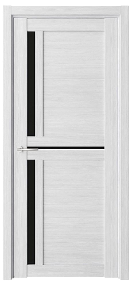 Межкомнатная дверь со стеклом Кельн Кедр снежный Эко-шпон Стекло черное (ALBERO)