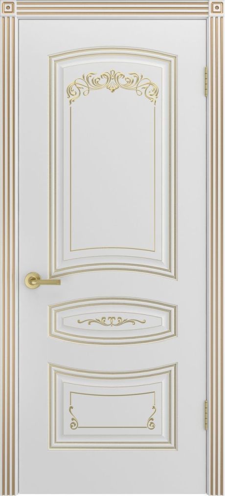 Глухая межкомнатная дверь Соната Грейс В3 Белый с патиной Золото Эмаль (Шейл Дорс)