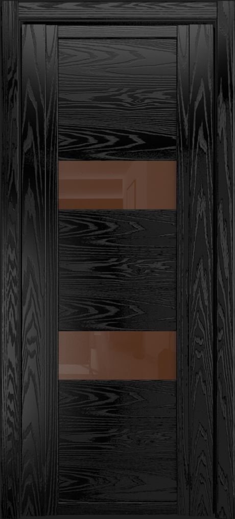 Межкомнатная дверь со стеклом QDO N Неро Шпон (Мильяна)
