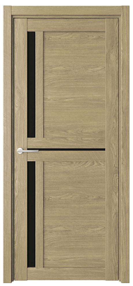 Межкомнатная дверь со стеклом Кельн Натуральный дуб Эко-шпон Стекло черное (ALBERO)