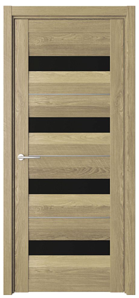 Межкомнатная дверь со стеклом Барселона Натуральный дуб Эко-шпон Стекло черное (ALBERO)