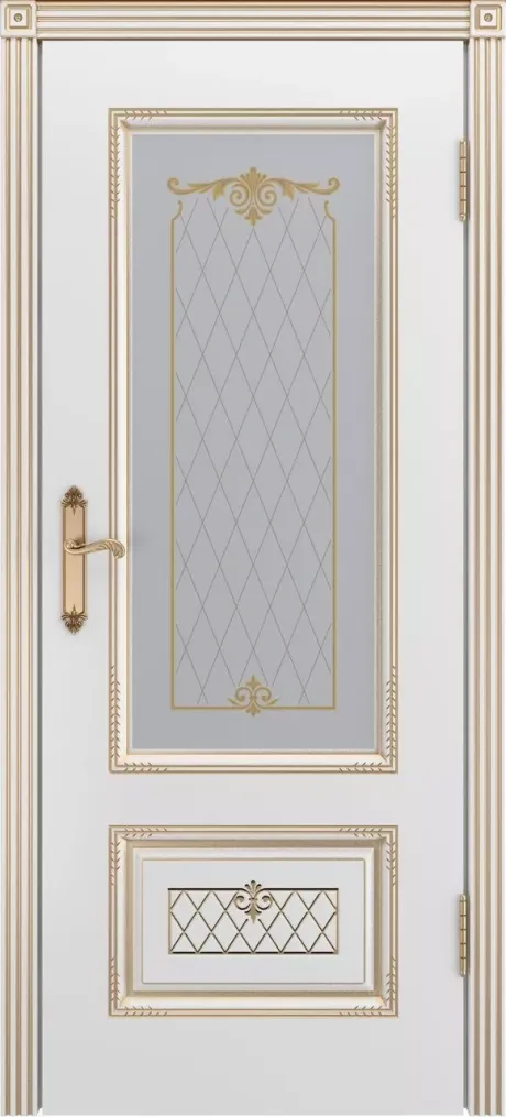 Межкомнатная дверь со стеклом Аккорд В3 Белый с патиной Золото Эмаль (Бипи Дорс)
