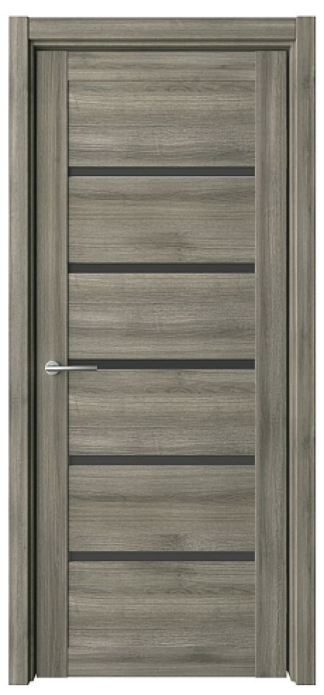 Межкомнатная дверь со стеклом Вена Пепельный ясень Эко-шпон Стекло черное (ALBERO)