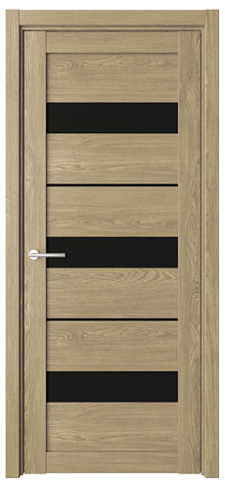 Межкомнатная дверь со стеклом Прага Натуральный дуб Эко-шпон Стекло черное (ALBERO)