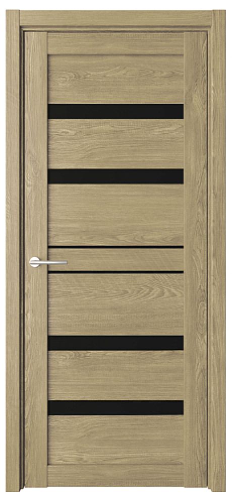 Межкомнатная дверь со стеклом Дрезден Натуральный дуб Эко-шпон Стекло черное (ALBERO)