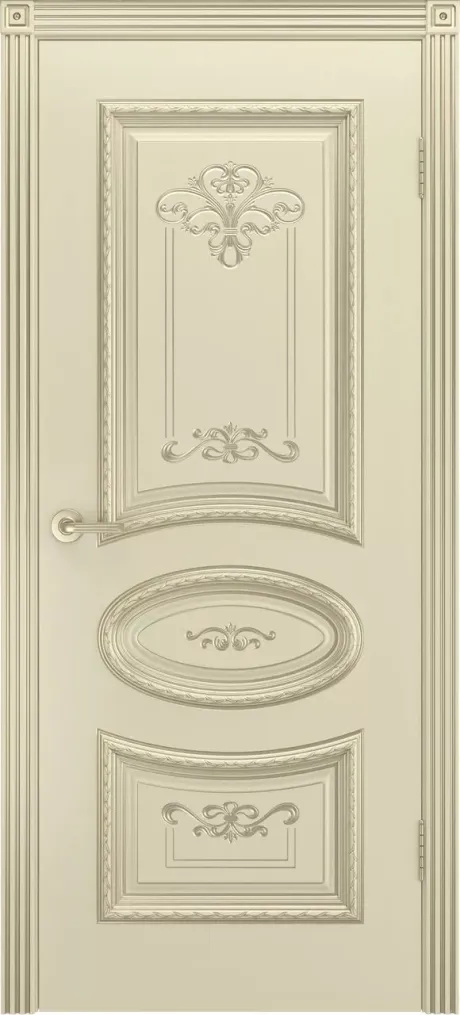 Глухая межкомнатная дверь Ария R В3 Слоновая кость с патиной Золото Эмаль (Шейл Дорс)