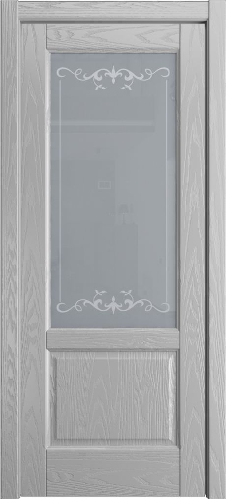 Межкомнатная дверь со стеклом Ровена Светло серая Шпон (Мильяна)