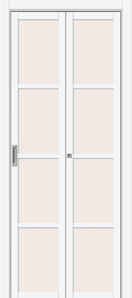 Складная межкомнатная дверь остекленная Твигги-11.3 Twiggy White Silk (BRAVO)