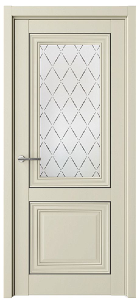 Межкомнатная дверь со стеклом Спарта-2 молдинг Ваниль Vinyl Стекло мателюкс "Лорд черный" (ALBERO)