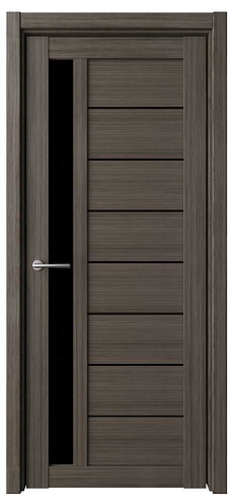 Межкомнатная дверь со стеклом Севилья Серый кедр Эко-шпон Стекло черное (ALBERO)