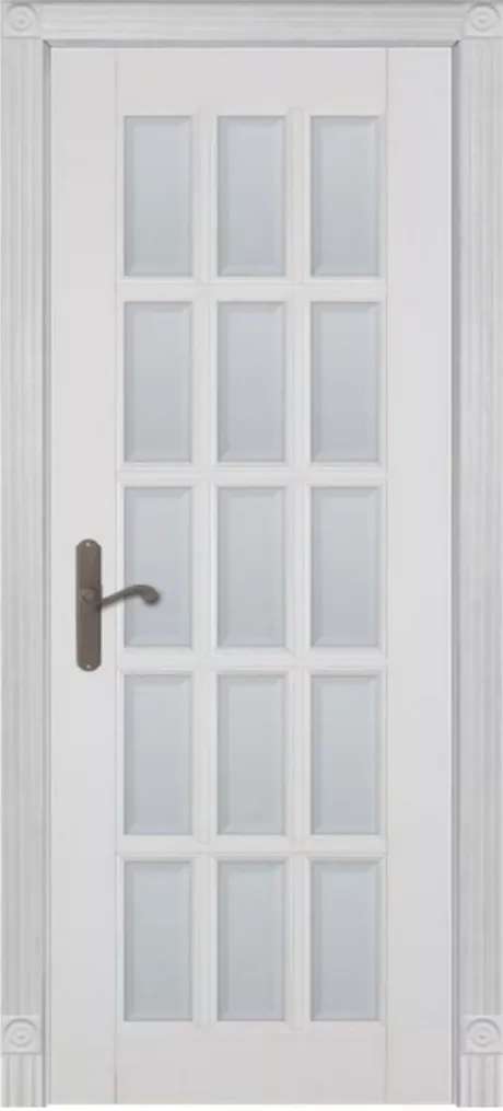 Межкомнатная дверь со стеклом Лондон Белый Массив ольхи (ОКА)