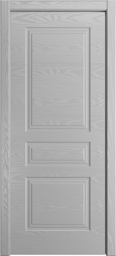 Глухая межкомнатная дверь ID-Челси 3 Светло серая Шпон (Мильяна)