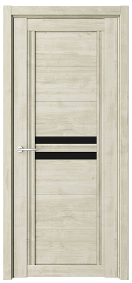 Межкомнатная дверь со стеклом Каролина Кремовый Soft Touch Стекло черное (ALBERO)