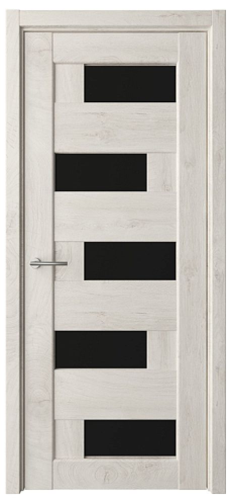 Межкомнатная дверь со стеклом Гавана Дуб снежный CPL TL Стекло черное (ALBERO)