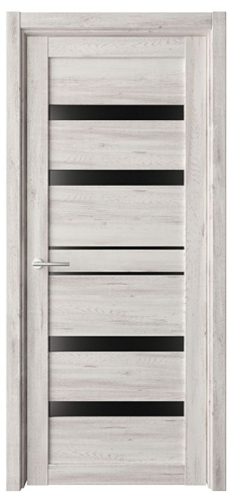 Межкомнатная дверь со стеклом Дрезден Темный кипарис Эко-шпон Стекло черное (ALBERO)