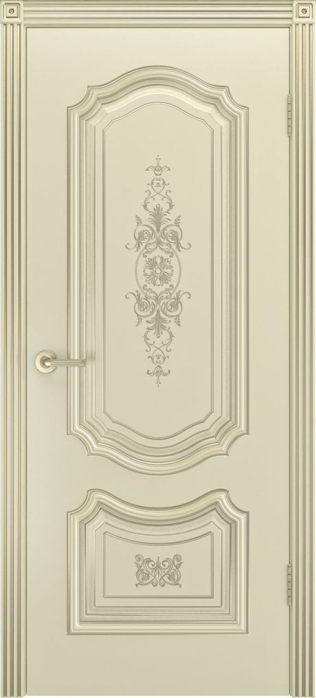 Глухая межкомнатная дверь Соло R-0 В3 Шампань с патиной Белое золото Эмаль (Шейл Дорс)