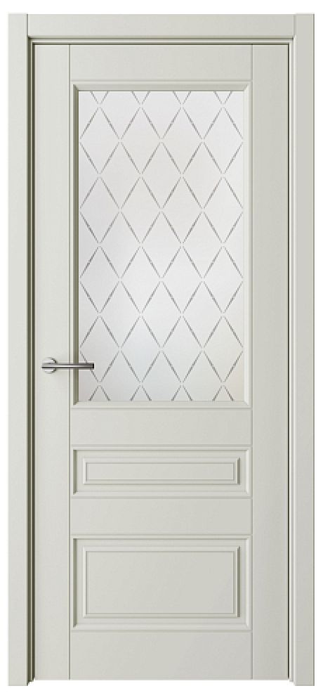 Межкомнатная дверь со стеклом ПО Классика-3 Латте Эмаль Стекло мателюкс "Лорд матовое" (ALBERO)
