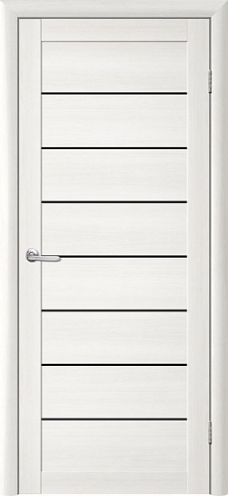 Межкомнатная дверь со стеклом Тренд Т-1 Белая лиственница Eco Tex Стекло черное (ALBERO)