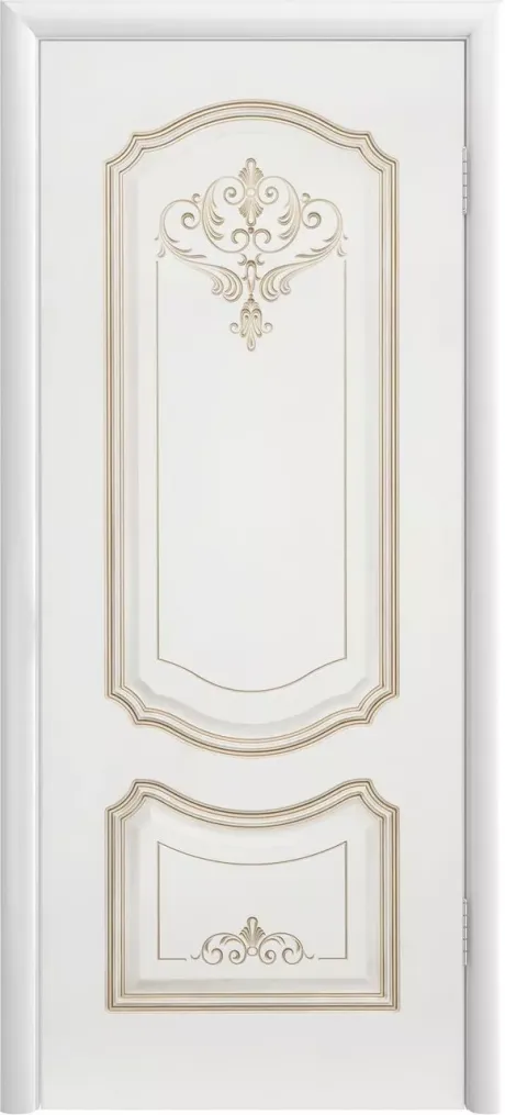 Глухая межкомнатная дверь Соло Грейс В4 Белый с патиной Розовое золото Эмаль (Шейл Дорс)