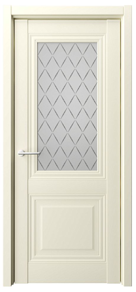 Межкомнатная дверь со стеклом Спарта-2 Ваниль Vinyl Стекло мателюкс "Лорд серый" (ALBERO)