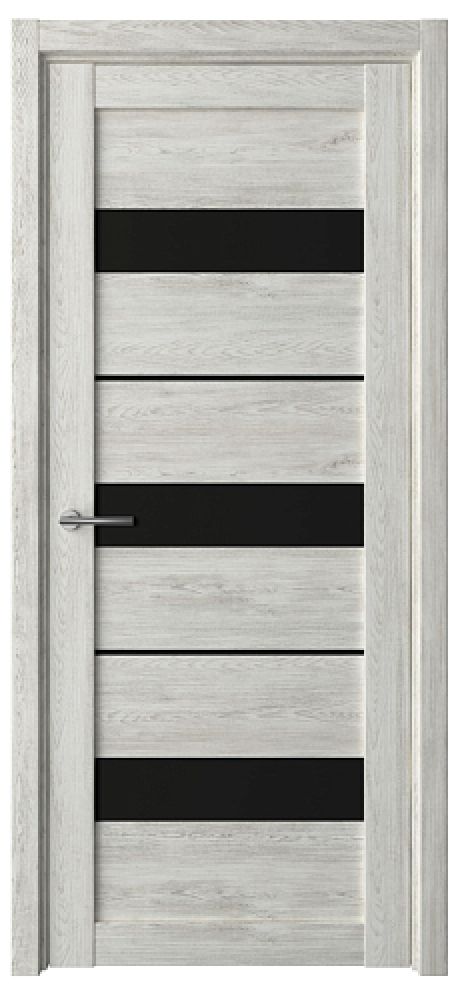 Межкомнатная дверь со стеклом Прага Дуб нордик Эко-шпон Стекло черное (ALBERO)