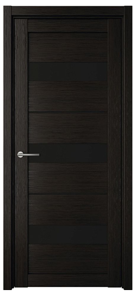 Межкомнатная дверь со стеклом Прага Темный кипарис Эко-шпон Стекло черное (ALBERO)