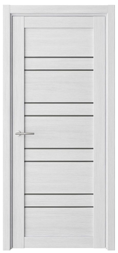 Межкомнатная дверь со стеклом Дублин Кедр снежный Эко-шпон Стекло графитовое (ALBERO)