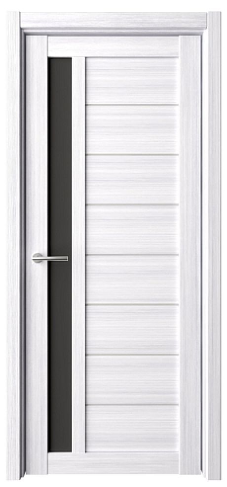 Межкомнатная дверь со стеклом Севилья Кедр снежный Эко-шпон Стекло черное (ALBERO)