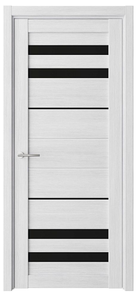 Межкомнатная дверь со стеклом Пекин Кедр снежный Эко-шпон Стекло черное (ALBERO)