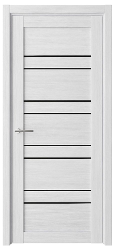 Межкомнатная дверь со стеклом Дублин Кедр снежный Эко-шпон Стекло черное (ALBERO)