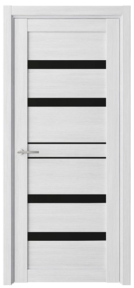 Межкомнатная дверь со стеклом Дрезден Кедр снежный Эко-шпон Стекло черное (ALBERO)