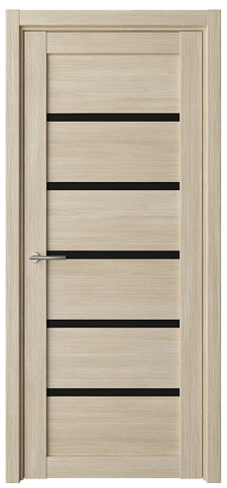 Межкомнатная дверь со стеклом Вена Лиственница мокко Эко-шпон Стекло черное (ALBERO)