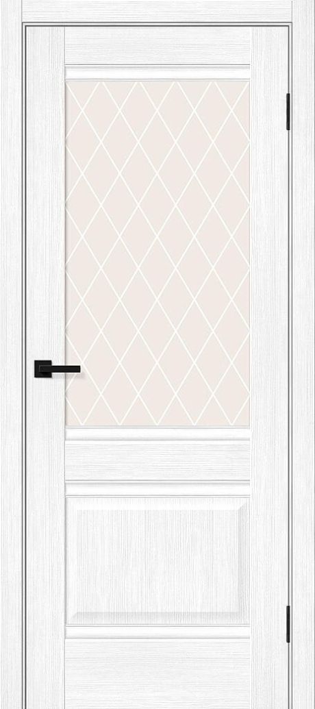 Межкомнатная дверь остекленная Прима-3 Snow Melinga (Mr.wood)