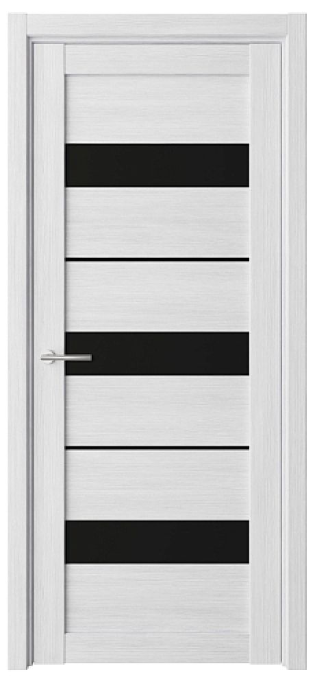 Межкомнатная дверь со стеклом Прага Кедр снежный Эко-шпон Стекло черное (ALBERO)