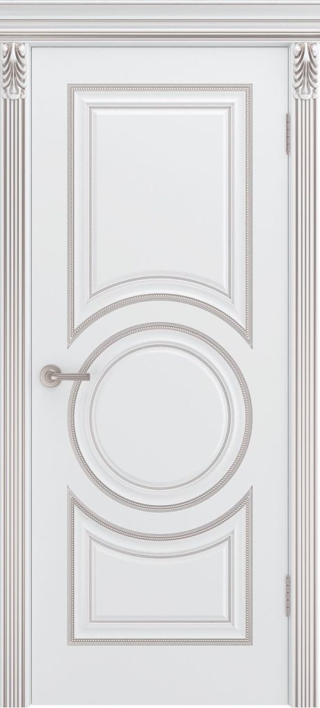 Глухая межкомнатная дверь Рондо Лакшери В0 Белый с патиной Розовое золото Эмаль (Шейл Дорс)