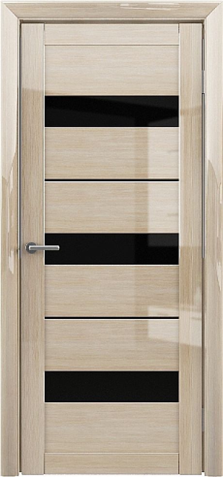 Межкомнатная дверь со стеклом Прага GL Мокко глянец Глянец Стекло черное (ALBERO)