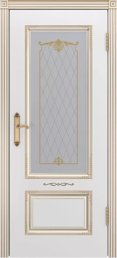 Межкомнатная дверь со стеклом Аккорд В2 Белый с патиной Золото Эмаль (Бипи Дорс)