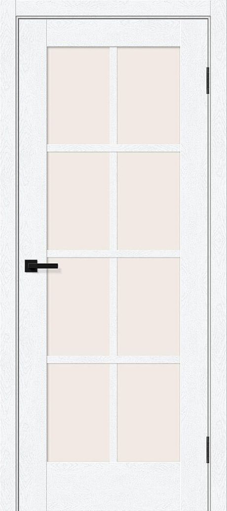 Межкомнатная дверь остекленная Прима-11.1 White Silkwood (BRAVO)