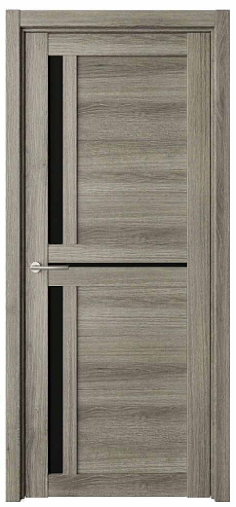 Межкомнатная дверь со стеклом Кельн Пепельный ясень Эко-шпон Стекло черное (ALBERO)