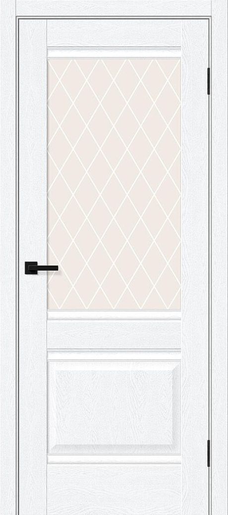 Межкомнатная дверь остекленная Прима-3 White Silkwood (BRAVO)