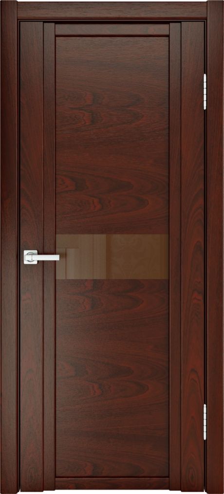Межкомнатная дверь со стеклом QDO H Красное дерево Шпон (Мильяна)