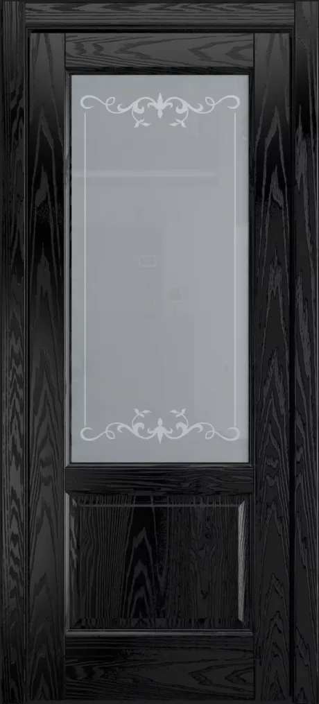 Межкомнатная дверь со стеклом Ровена Неро Шпон (Мильяна)