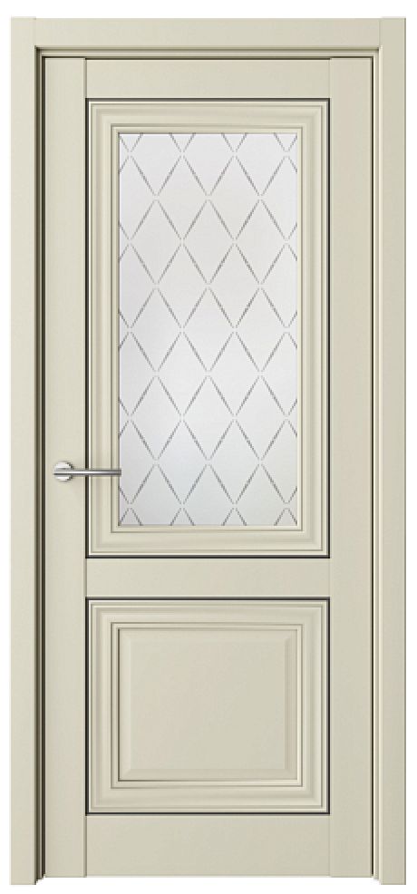 Межкомнатная дверь со стеклом Спарта-2 молдинг Ваниль Vinyl Стекло мателюкс "Лорд серый" (ALBERO)