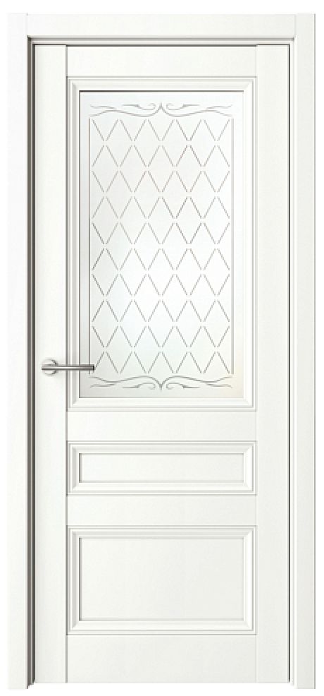 Межкомнатная дверь со стеклом Византия Белый Vinyl Стекло мателюкс "Титул серый" (ALBERO)