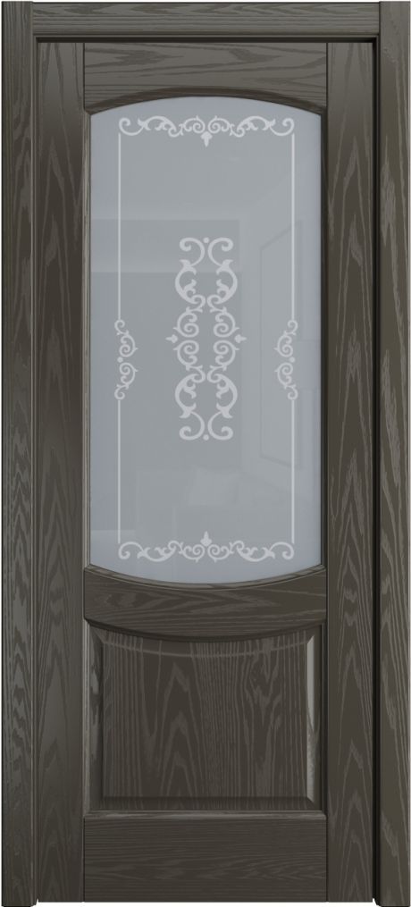 Межкомнатная дверь со стеклом Эрнеста Гриджио Шпон (Мильяна)